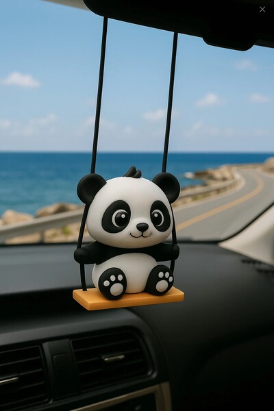 ETK-3D Panda Salıncakta Sallanan Araba Dikiz Aynası Süsü