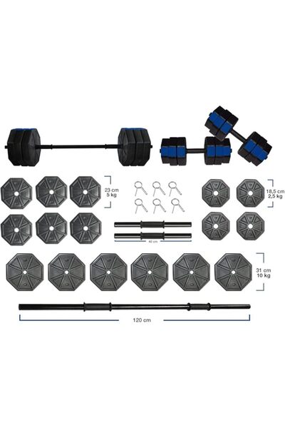 yenibagshop Spor 100 Kg DÜZ BAR (150 cm) Dambıl Dumbell Ağırlık Halter Seti M...