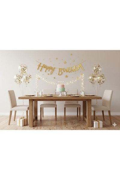 Acar Süs FLAMA HAPPY BRITHDAY METALİZE ALTIN BANNER