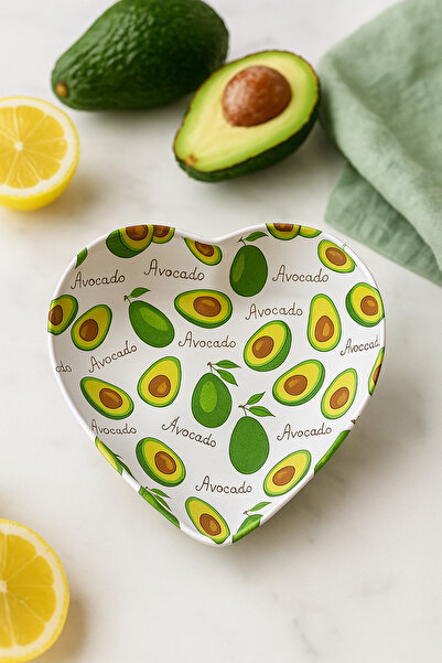 ATAGİFT HEDİYELİK وعاء تقديم على شكل قلب بنقش الأفوكادو - وعاء للحلوى والمربى...