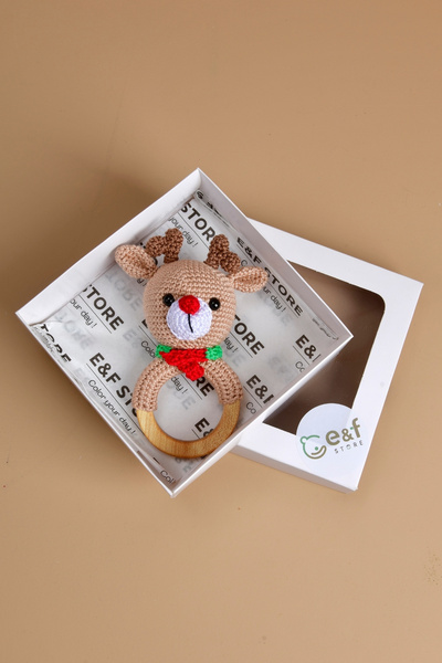 e&f Store Amigurumi Oyuncak - Geyik Diş Kaşıyıcı Çıngırak
