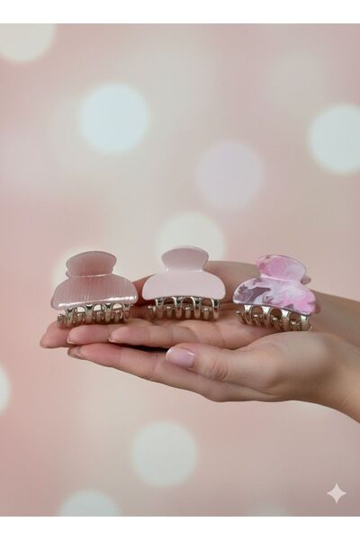 bettin tasarım 3’lü Pembe Tonlarda Akrilik Kadın Saç Tokası Seti Zarif & Şık Mandal Tokalar 4 CM Saç Tutucu