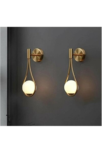 SoyluhanStore 2 Adet Damla Model Modern Glop Camlı Aplik Goldbeyaz Tek Ebat 3...