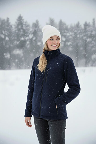 Lion Üniforma Navy Blue Unisex Hospital Fleece Jacket 280 Gr Anti-Pilling Fabric |   3 Pockets, Hidden Zipper