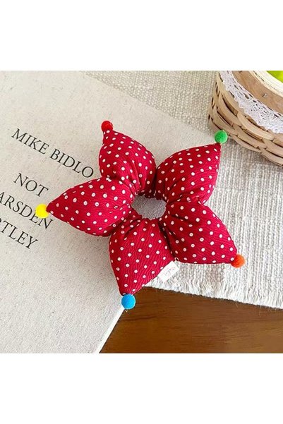 MutluBiDünya Ponponlu Pofuduk Yıldız Scrunchie