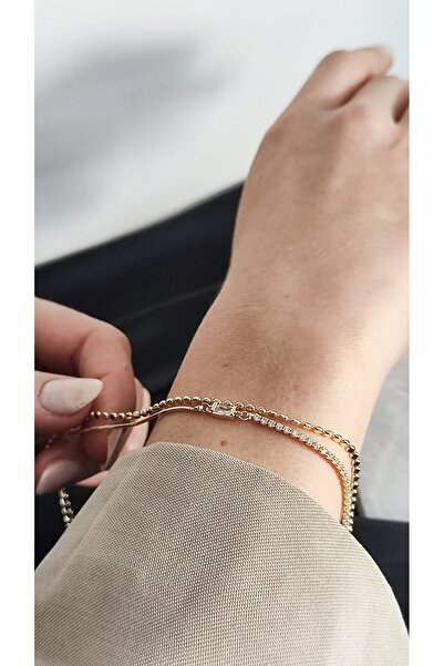 Desire Taş Detaylı Çift Sıra Çıtır Bileklik