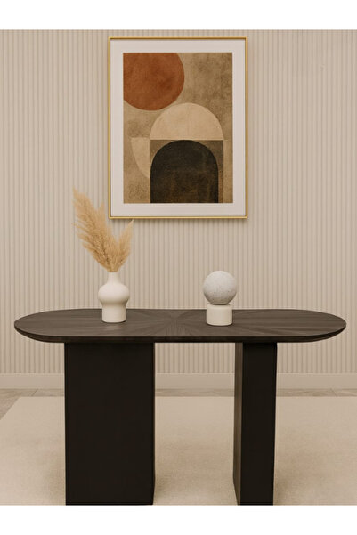 BEC49 Luxurious oval wooden console with a modern design