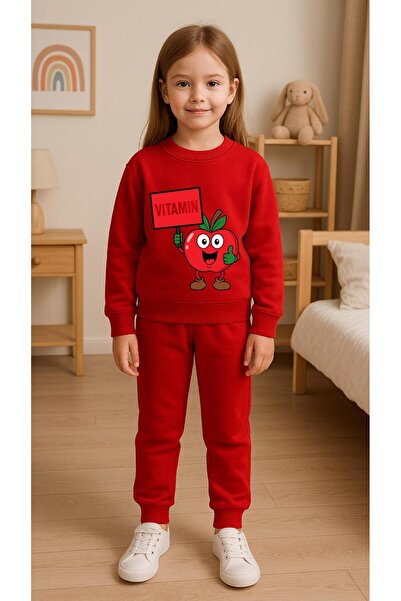 playwear Παιδικό Φούτερ Σετ ΒΙΤΑΜΙΝΕΣ ΜΗΛΟ Με στάμπα για κορίτσια και αγόρια ...