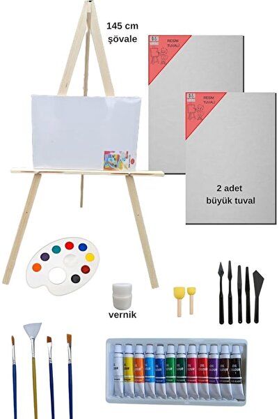 Genel Markalar Doğal Seramik Hamuru Yağlı Boya Resim Başlangıç Seti-şövale, 2...