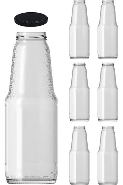 Genel Markalar Meyve Suyu, Limonata Şişesi Şeffaf 1000 Ml Metal Kapaklı Boş C...