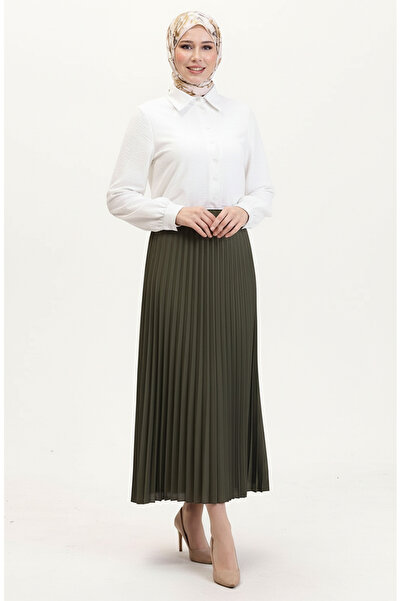 sefamerve Pleated Skirt 0027-06 Khaki