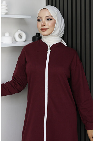 sefamerve Zippered Tracksuit Set 3044-16 Claret Red