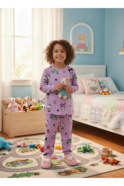Yağmur Giyim Set de pijamale pentru fete 100% cu model ISOB Lila Kuromi și He...