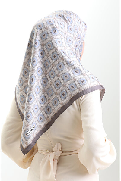 sefamerve Karaca geometric patterned scarf 82021-01 mink blue