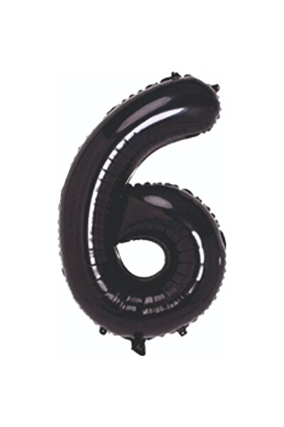 ebru parti evi Folyo Balon 6 Rakamı Helyum Balon 76 Cm Siyah Renk - 6 Yaş Bal...