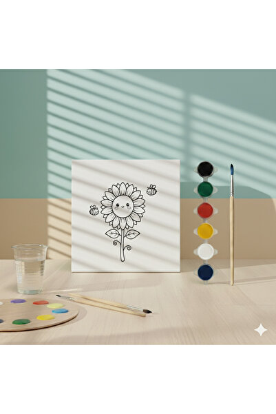 Hobiuniverse Çocuklar İçin Gülen Yüzlü Ayçiçeği ve Arı Kolay Çizimli Çiçek Tu...