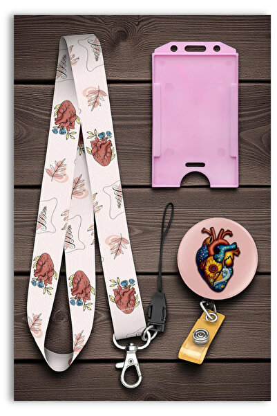 Mia Aurora Sanatsal Kalp 3’lü Set Yoyo Dikey Kartlık Boyun Askı İpi MBY0076-A...