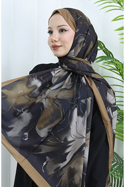 sefamerve Μαλακό σάλι με σχέδιο 70316-13 Γαλακτώδης καφές ανθρακί