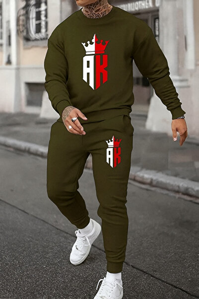 classy moda طقم رياضي رجالي مكون من مبطن بالصوف خيوط AK Crown B مطبوع O قصة ف...