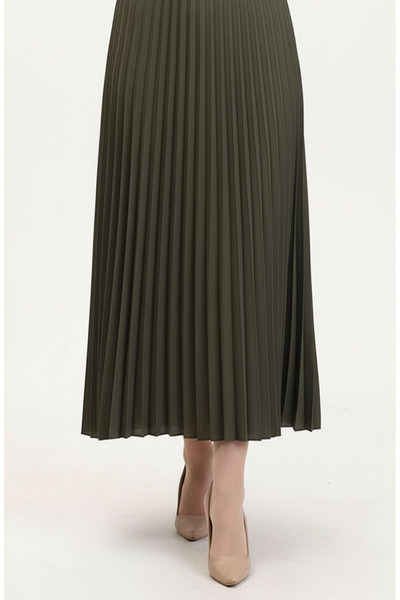 sefamerve Pleated Skirt 0027-06 Khaki