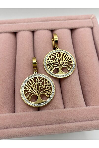 aurora dükkan أقراط شجرة الحياة الفولاذية