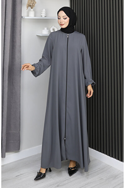 sefamerve Medina Silk Zippered Mevlana Ferace 2930-04 Anthracite