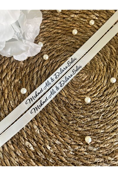 imzatasarım Siyah Baskılı İsimli Söz ve Nişan Kurdelesi Beyaz Kırmızı (İncisiz)