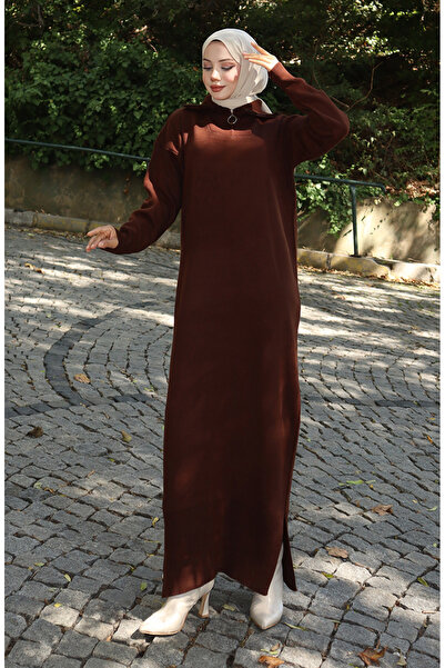 sefamerve Knitwear Turtleneck Dress 0511-05 Brown