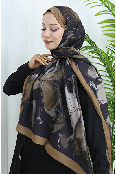 sefamerve Μαλακό σάλι με σχέδιο 70316-13 Γαλακτώδης καφές ανθρακί