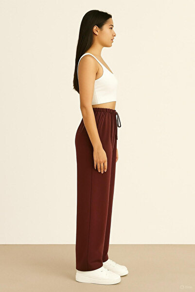 ELMODA Women's Burgundy Palazzo Pants