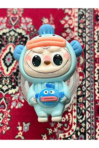 EDELFU حامل هاتف من Popsocket مزود بملصق ثلاثي الأبعاد بنمط Labubu، حامل للأص...