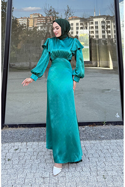 sefamerve Βραδινό φόρεμα Eliza Satin 4661-03 Emerald Green