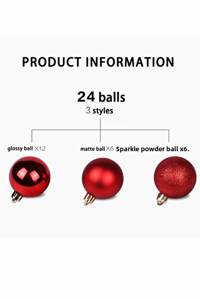 Trade Bazaar 24 Pcs 3 cm Red & Gold Christmas Tree Ornament Ball Set | Mini Plastic Christmas Decorative Balls