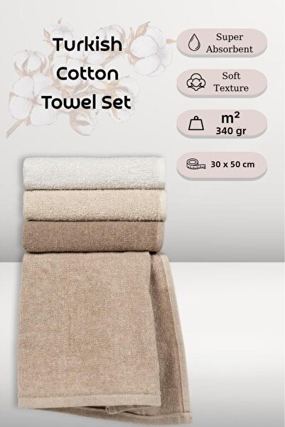 MODALİN 4 Πακέτα Βαμβακερές Πετσέτες Αθλητικές - Πετσέτες Κουζίνας Aden - 30x50