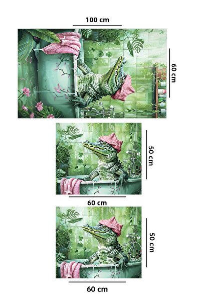 Chilai Home Crocodile 3-Piece Bath Mat, Non-Slip Base, Washable 60X100 50X60 40X60 cm Djtbanyo