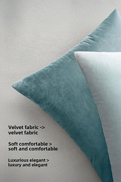 ASDİVA Malcolm Petrol Velvet Soft Fabric Decorative Throw Pillow Case