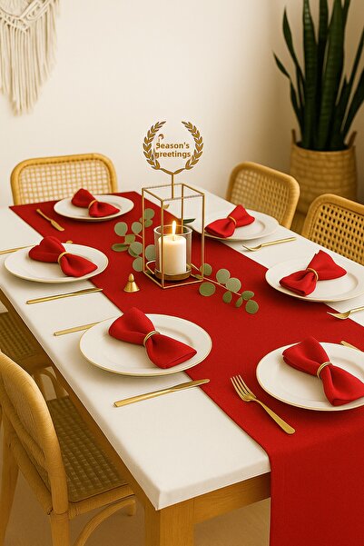 SADEN HOME سجادة طويلة حمراء مقاومة للبقع من القطن لعيد الميلاد