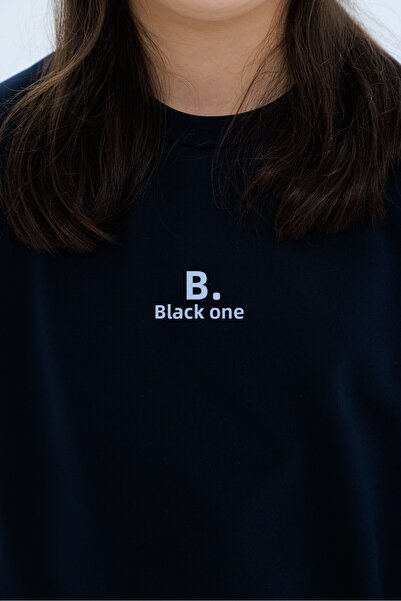 Black One Girl's Striped Detail Casual Sweat and Leggings Sports Set