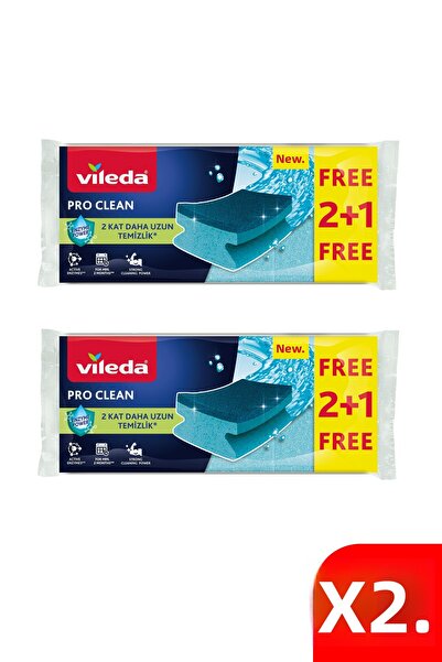 Vileda 2 Packs of 3 Pro Clean Corrugated Dish Sponges