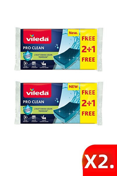 Vileda عبوتان من 3 إسفنجات تنظيف أطباق مسطحة احترافية