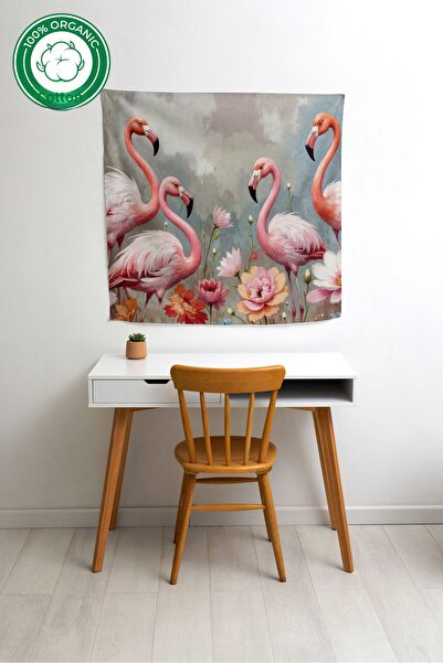 MOSHEYA HOME سجادة حائط ملونة بنمط الفلامنغو والزهور - طباعة نابضة بالحياة، ق...
