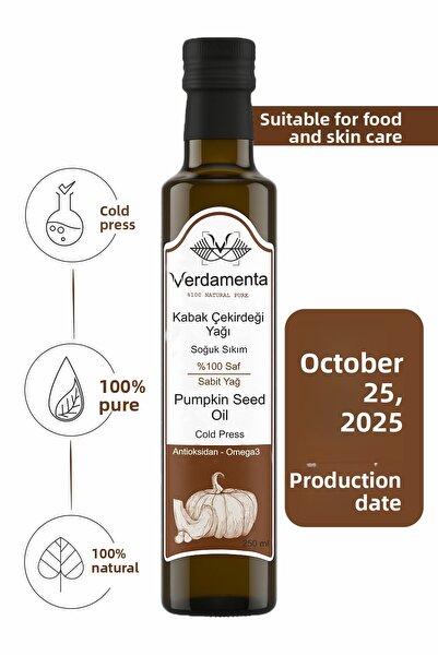 verdamenta 250 مل 100% طبيعي بارد - زيت بذور اليقطين، مضاد للأكسدة - دعم أومي...