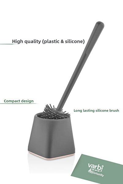 Varbifırsat Silicone Tip Toilet Brush Set - Toilet And Toilet Bowl Cleaning Brush - Square