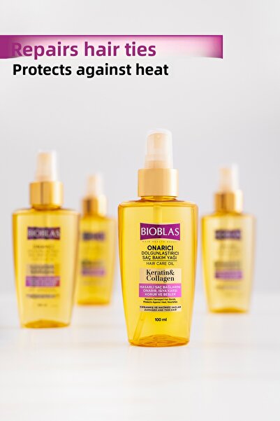 Bioblas Keratin Collagen Repairing Plumping Hair Care Oil 100 ml Fine Damaged Hair