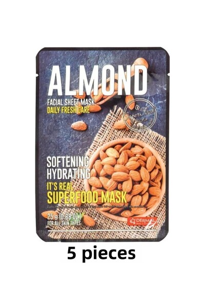 Dermal 5 Pieces Superfood Almond Face Mask I Moisturizing and Softening