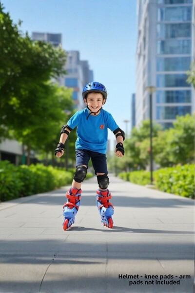 hak-iş oyuncak Adjustable 4-Wheel Spider-Man Roller Skates - Size 35-38 - Ages 5+