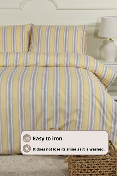 Elart Scatt Duvet Cover Set Double Elastic Fitted Sheet (200X220 cm) Ecru