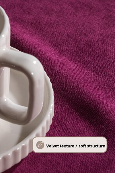 Elart Soft Velvet Tablecloth Rectangular (150X220 cm) Cherry