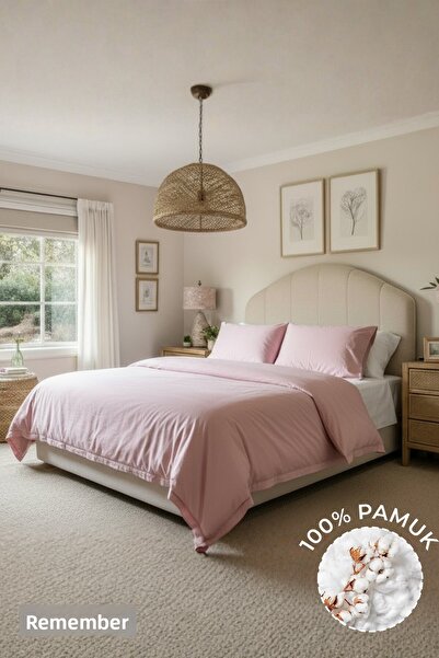 Anılsan Plain Powder King Ranforce Duvet Cover Set 100% Cotton (Duvet Cover+Pillowcase)