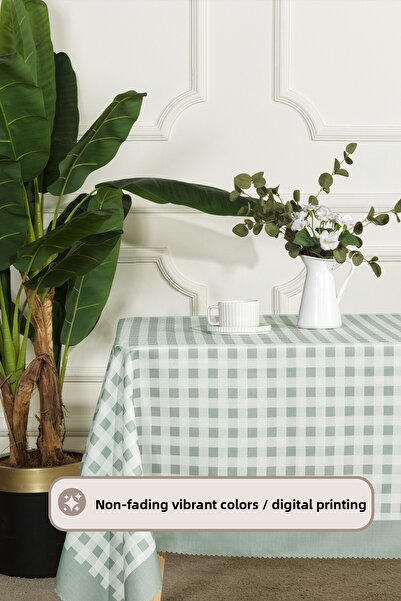 Elart Plaid Tablecloth Digital Printed (160X220 cm) Green